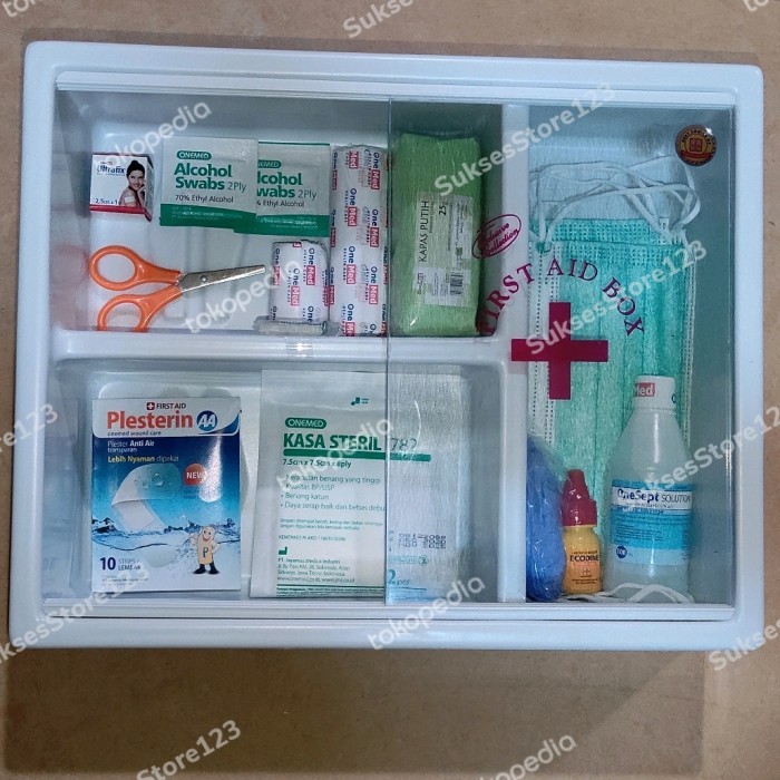 Kotak Obat P3K Dinding Besar Dan Isi Lengkap - Bonus Senter Kepala