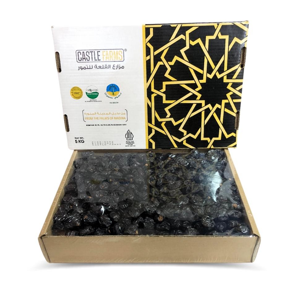

KURMA AJWA CASTLE PREMIUM JUMBO 5 KG / KURMA NABI ASLI ORGANIK / KURMA AJWA / AJWA JUMBO