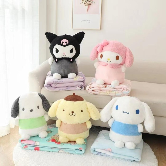 Bantal Selimut Cartoon Melody Pochaso Purin Kuromi Berdiri Bahan Plush