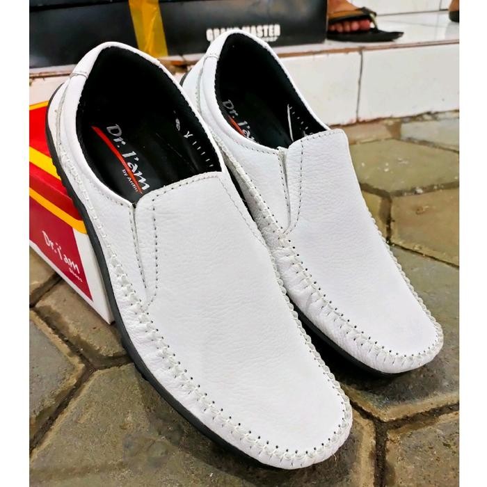 Sepatu Casual Pria Kulit Sapi Asli 100% Putih