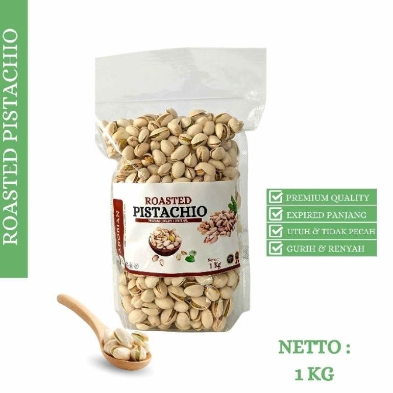 

SPIROS KACANG PISTACHIO KACANG FUSTUK PANGGANG 1 KG PREUM QUALITY 100% OLEH OLEH HAJI UMROH