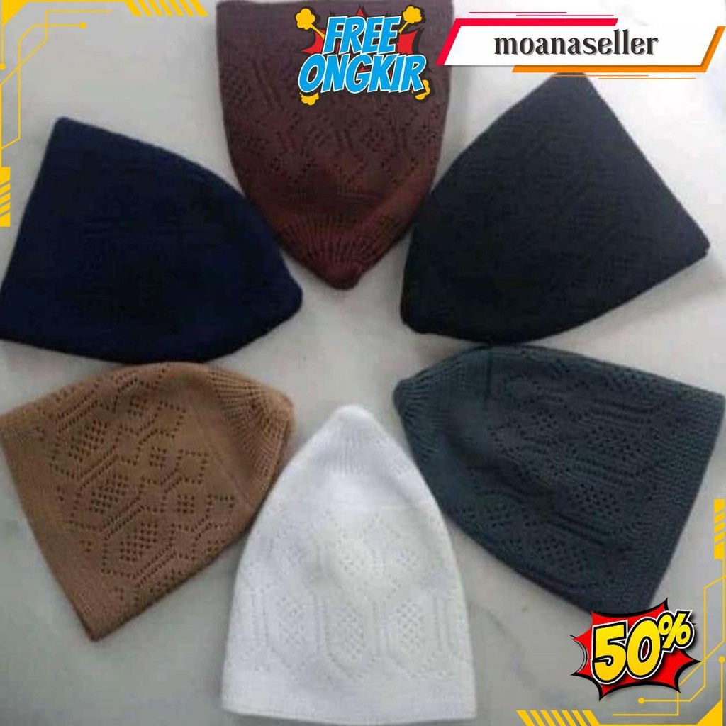 (20Pcs)Peci Rajut Lokal Motif Mercan Soylu/Kopiah Polos Dewasa/Turkey/Yaman/Murah Berkualitas Premiu