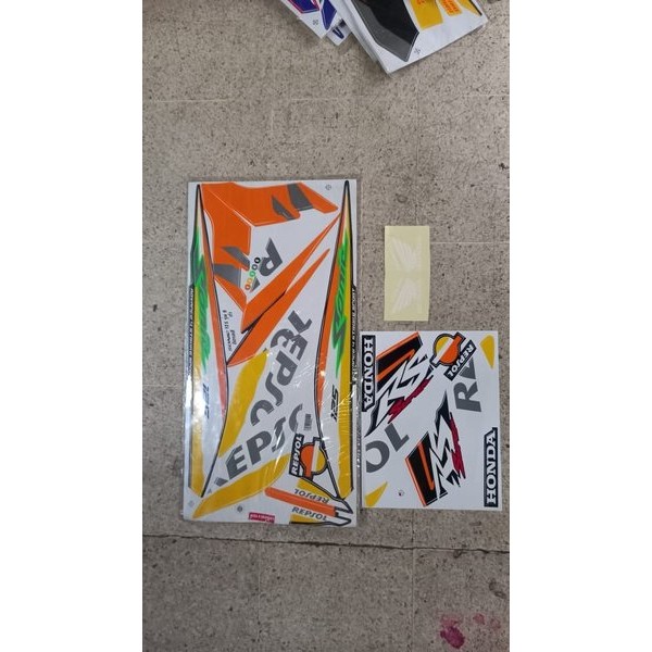 Original Impor Thailand Nova Sonic Repsol Rs New 125 Karbu Oren Biru Nos Striping Stiker Full Set Bo