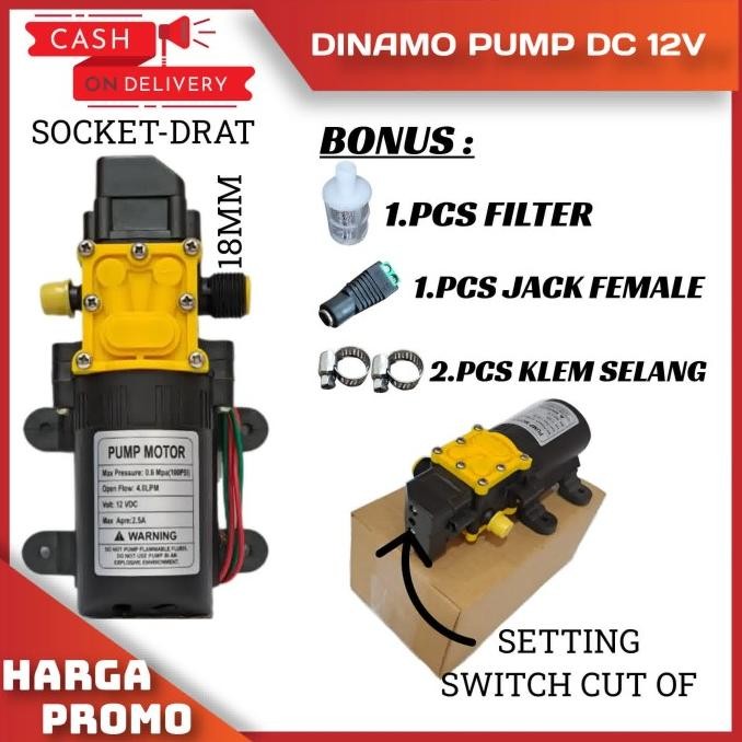 Ori - POMPA AIR DC 12V / DINAMO POMPA SPRAYER / CUCI MOBIL / MOTOR / S/D Termurah