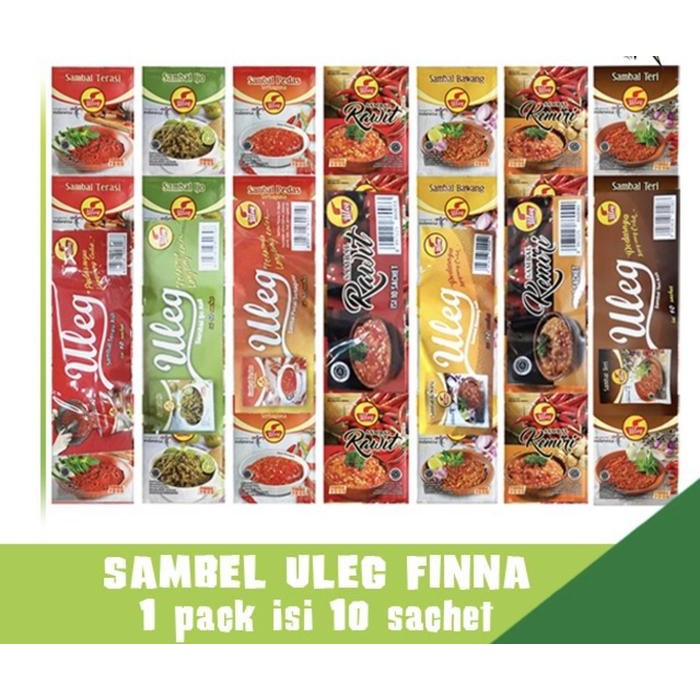 

(10 Sachet X 20Gr) Finna Uleg Sambal Renceng Aneka Varian Baso Soimah Cumi Best Seller