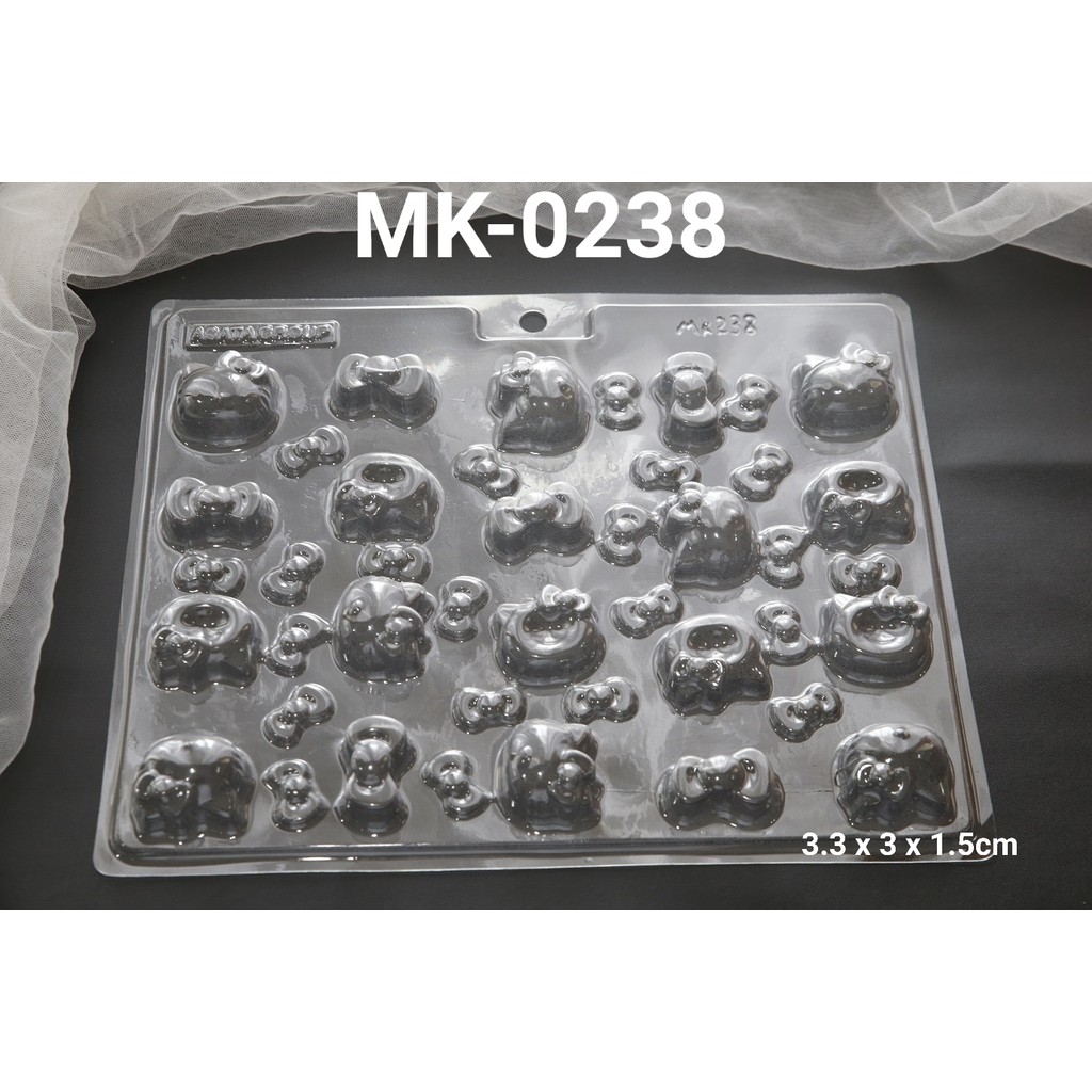 MK-0238 Cetakan mika cetakan coklat puding hello kitty pita (MIKA)