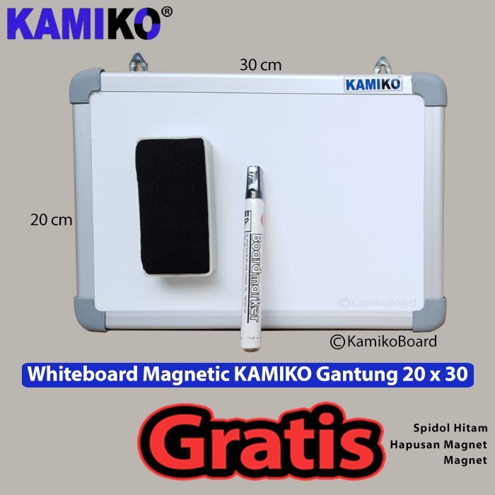 

WHITEBOARD KAMIKO UK 20 CM X 30 CM GANTUNG - SPIDOL HITAM - HAPUSAN