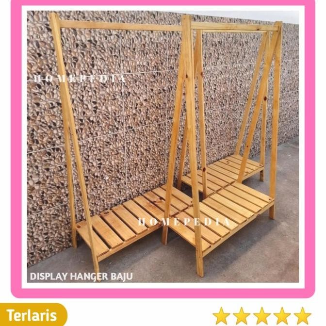DISPLAY KAYU RAK HANGER BAJU / RAK BAJU GANTUNG KAYU STAND