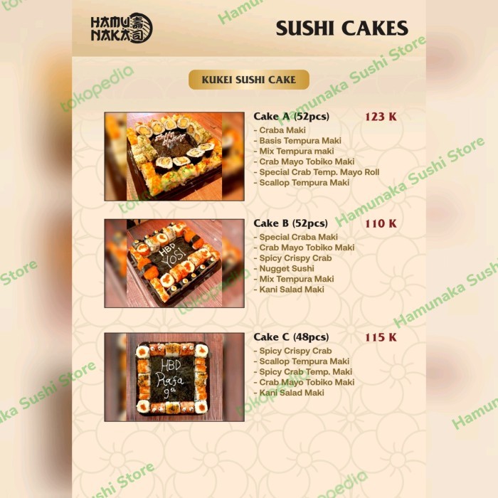 Kue Ulang Tahun Sushi / Birthday Sushi Cake Halal Bandung Plate Kotak