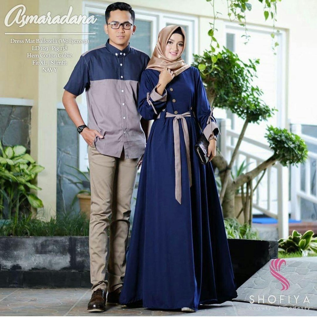 Gamis Couple Brokat Kapel Pasangan Batik Lebaran Idul Fitri Muslimah Sarimbit Pria Wanita Dewasa Fam