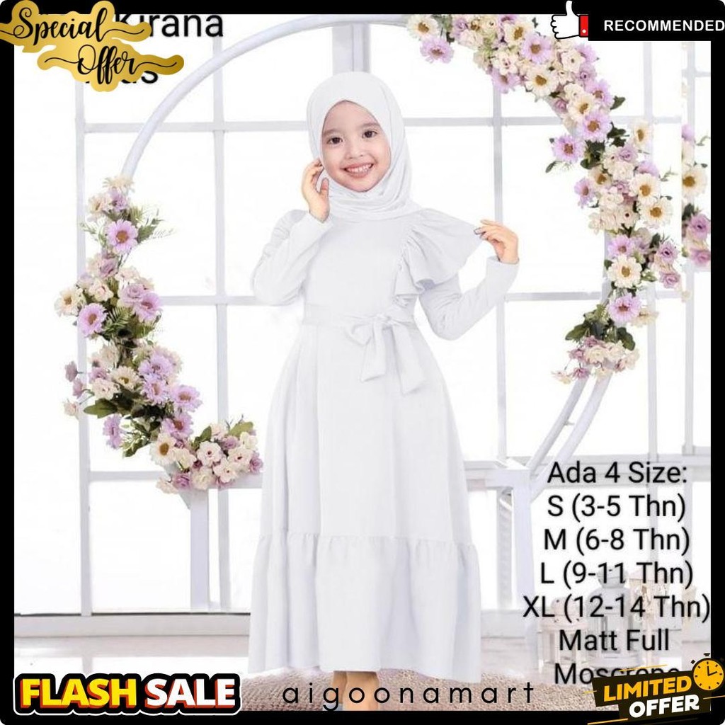 Pakaian Gamis Anak Wanita Dan Remaja Abg Perempuan Model Terbaru Kekinian/Maxi Kirana Kids 3-14 Tahu