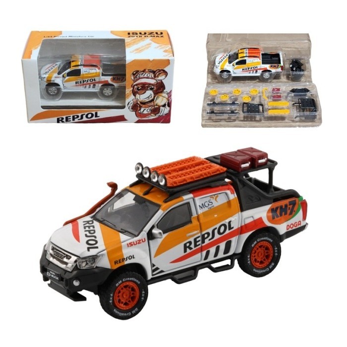 64B0286 BM CREATIONS ISUZU D-MAX 2018 REPSOL ACCESSORY PACK DIECAST