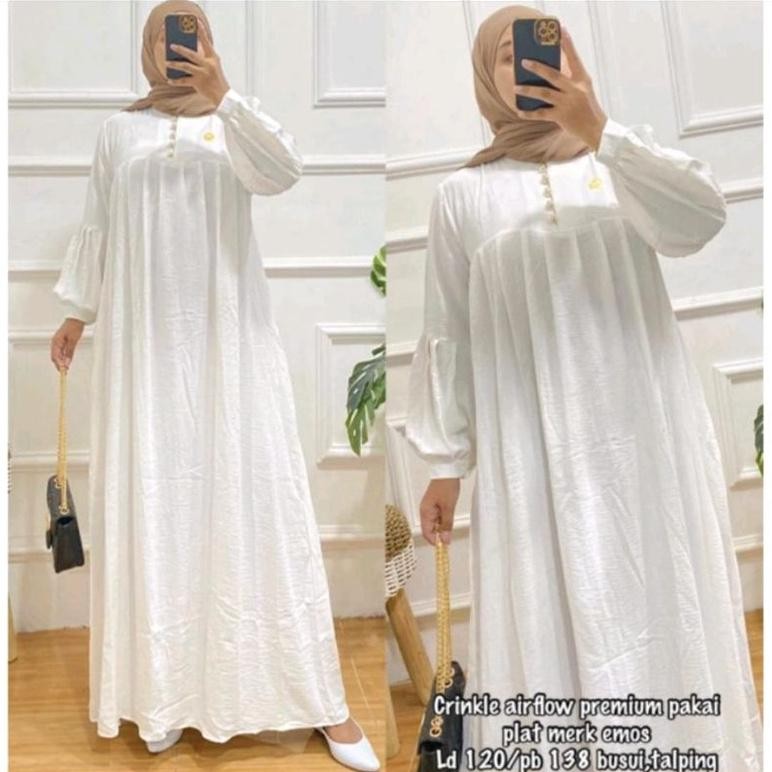 Terlaris Seruni Emos Gamis Crinkle Airflow Ld 110 Premium