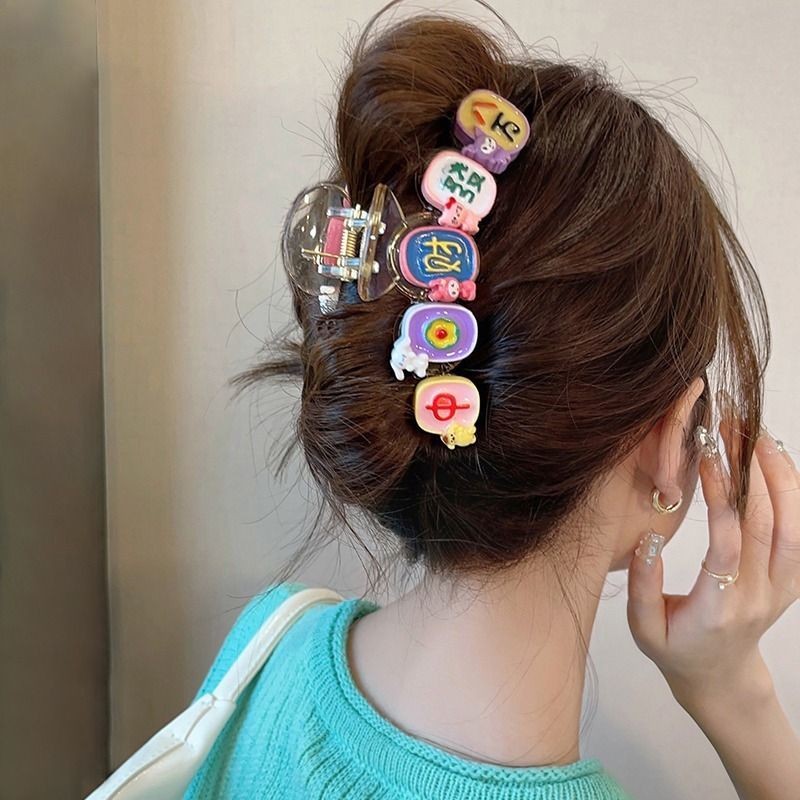 Jepit Rambut Mahjong Lucu Besar Baru Klip Hiu