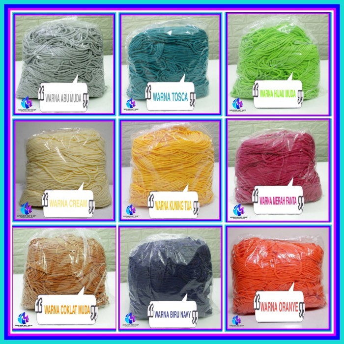 tali kur warna 3mm bungkus besar 910 gram / tali cord kiloan