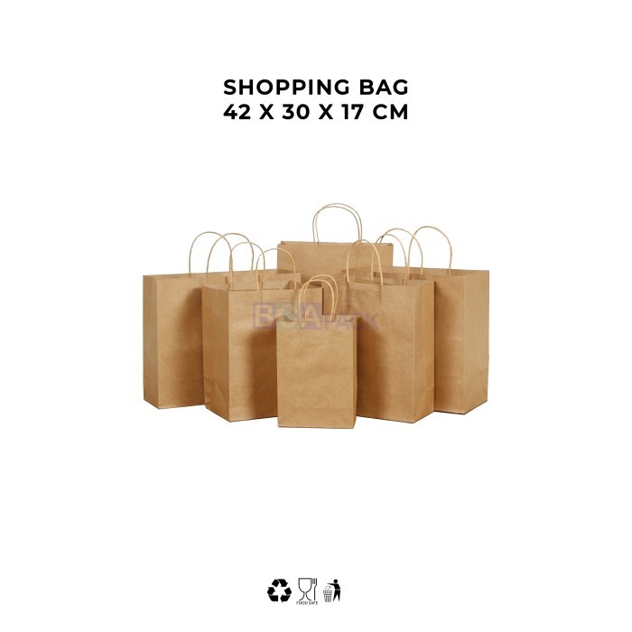 Shopping Bag 42 X 30 X 17 Cm - Paper Bag - Kantong Kertas - 12 Pcs