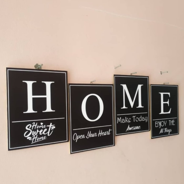 Hiasan Dinding Pajangan Unik Home Sweet Home Set Isi 4
