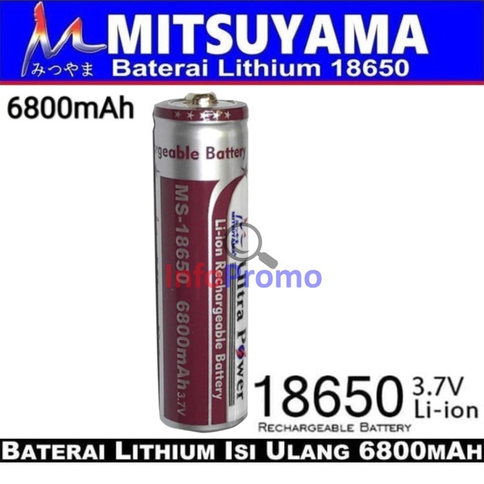 TERPERCAYA BATERAI 18650 RECHARGEABLE ULTRA POWER 6800MAH MITSUYAMA MS-18650 ORI KODE 1397