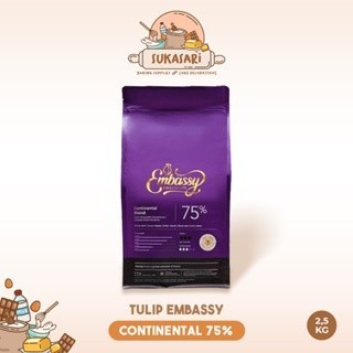 

Tulip Embassy Continental 75% dark 2,5kg bag Chocolate couverture Coin