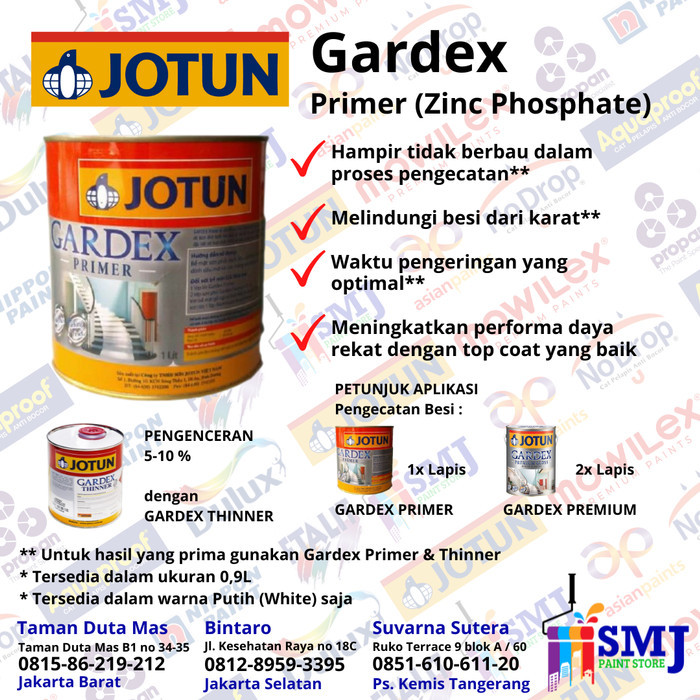 Cat Dasar Kayu & Meni Besi JOTUN GARDEX PRIMER warna Putih 0.9L (1L)