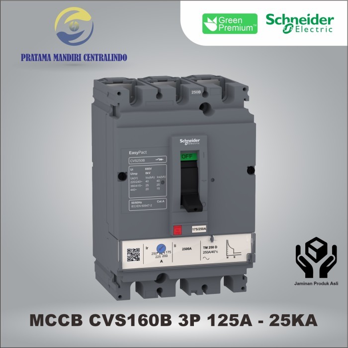 Mccb 3P 125A Cvs160B Schneider 3 Phase 125 Ampere - 25Ka Lv516302