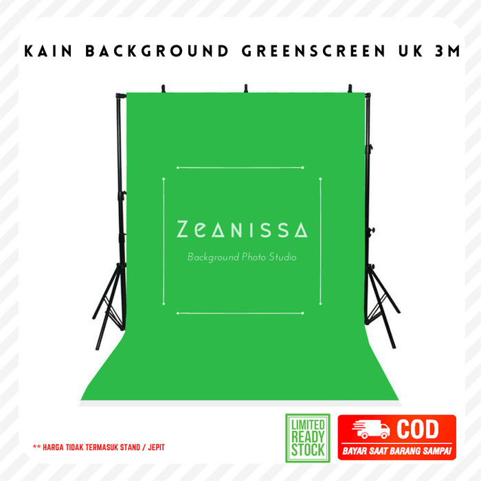 Kain Background Backdrop Foto polos hijau greenscreen 3meter