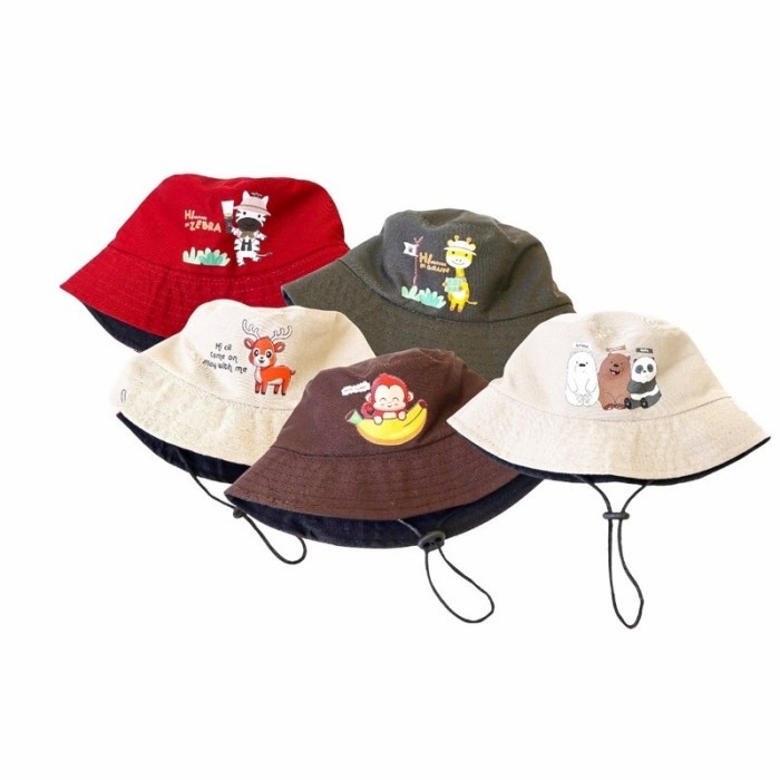 BUCKET HAT ANAK TALI TOPI ANAK LAKI LAKI COWOK TOPI ANAK PEREMPUAN READY YAA