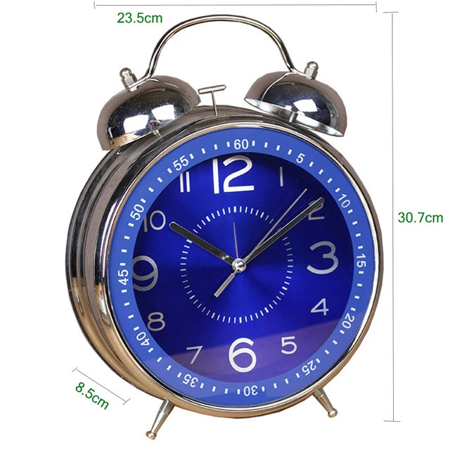 READY STOK Jam Weker Beker Alarm Kring Meja Bulat Bunyi Keras Stainles Warna Biru Kode 668