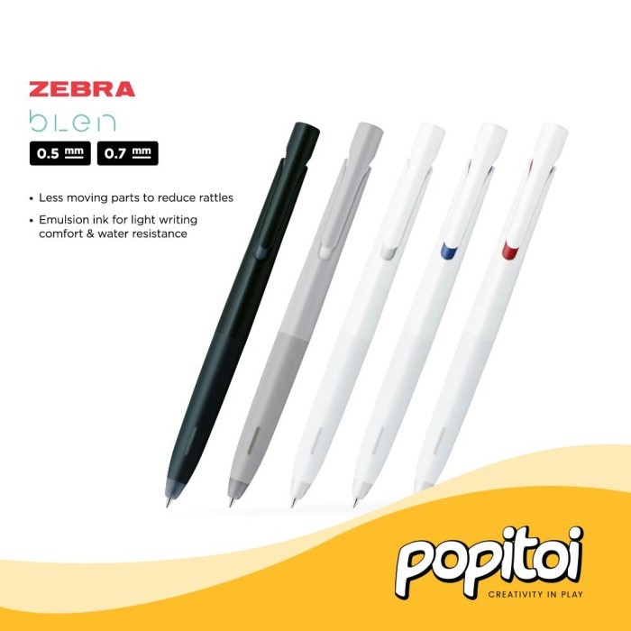 

PRODUK TERBATAS ZEBRA BLEN GEL PEN BY NENDO FINE POINT 0.5MM PULPEN GEL KODE 218