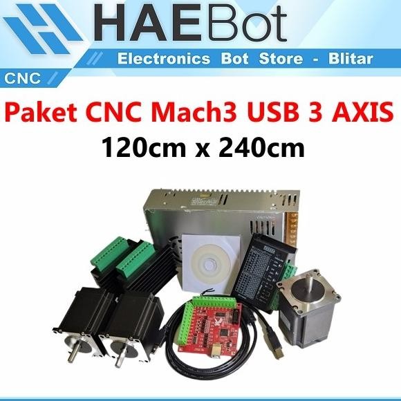 [EBS] Paket CNC Mach3 USB Set 3 TB6600 Nema 23 1.89Nm Stepper PSU Ukir