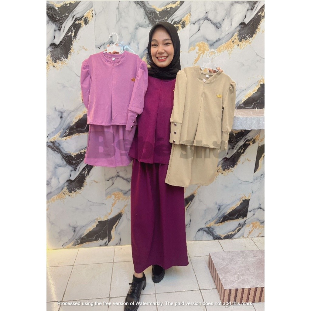 Setelan Anak Satuset Baju Celana 2In1 Tanggung Keluaran 2025 Pakaian Setcel Muslim Perempuan Dewasa 