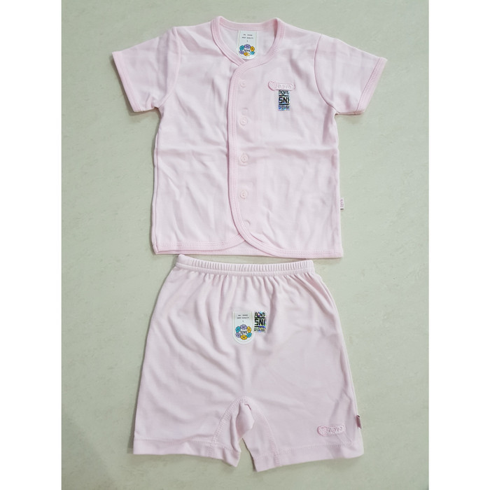 NOVA Baju Bayi Tangan Pendek + Celana Pendek Warna - Size S,M,L