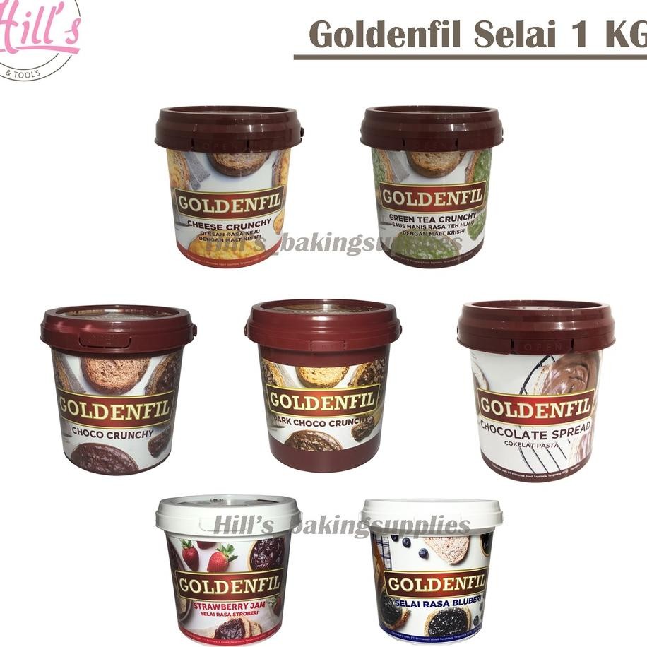 

Goldenfil Pread 1 G Elai Dar Choco Crunchy Cheee Green Tea Trawberry Blueberry Jam Colat Troberi Crunchy 1G Filling Roti Ember