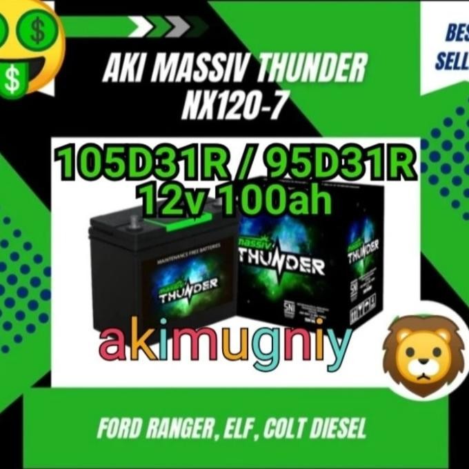 Aki 95D31R Mf 105D31R Nx120-7 12V 100Ah Gs Yuasa Incoe Aki Kering Premium Produk