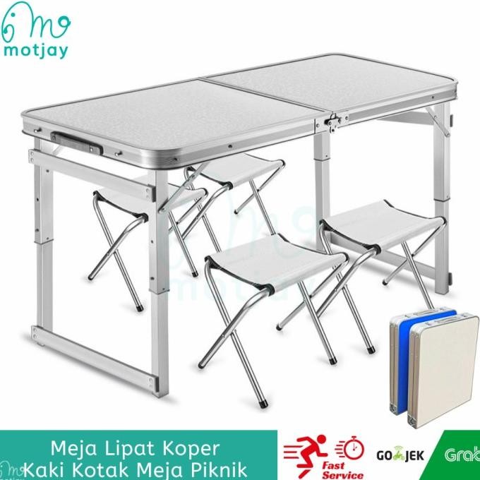 Promo Meja Lipat Koper Kaki Kotak 120 x 60cm Meja Portable Meja Piknik COD