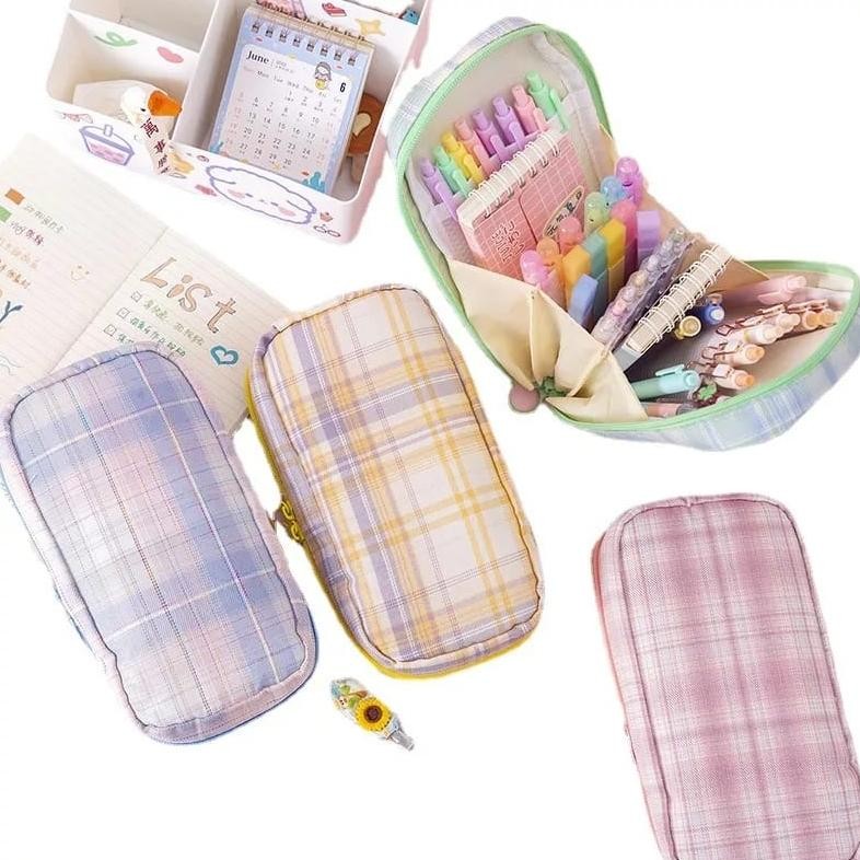 

PROMO [MILOLI] Kotak Pensil Grid kanvas Macaron Kapasitas Besar Portabel Multifungsi Style Stationery - F0182 edf-62