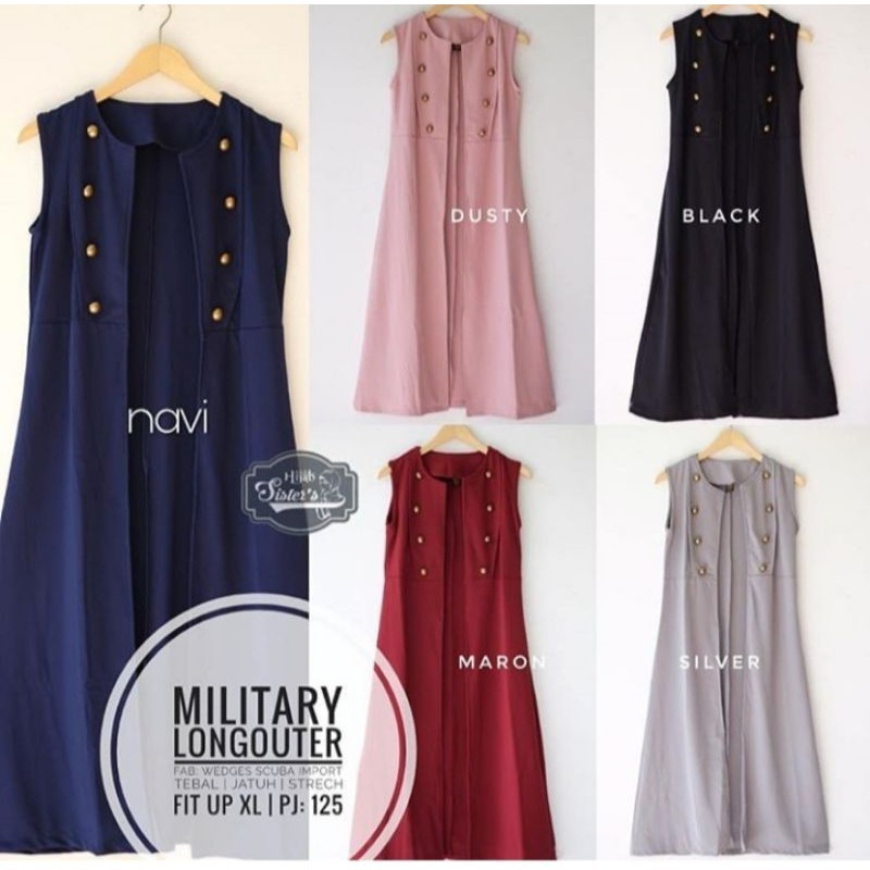 BIG PROMO Terbaru Outer Long Tunik/Tunik Rompi Panjang/Rompi Blazer/MILITARI LONG OUTER IK (VARR)