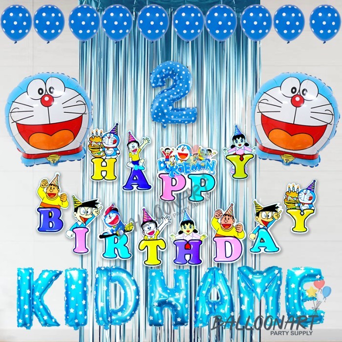 DORAEMON SIMPLE DEKORASI SET/BALON FOIL/DEKORASI ULANG TAHUN ANAK