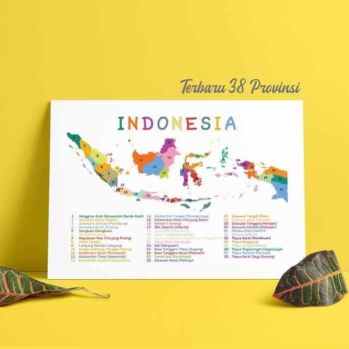 

TERBARU PETA INDONESIA 38 PROVINSI - POSTER EDUKASI ANAK PENUH WARNA - NAVIGASI SERU DI INDONESIA