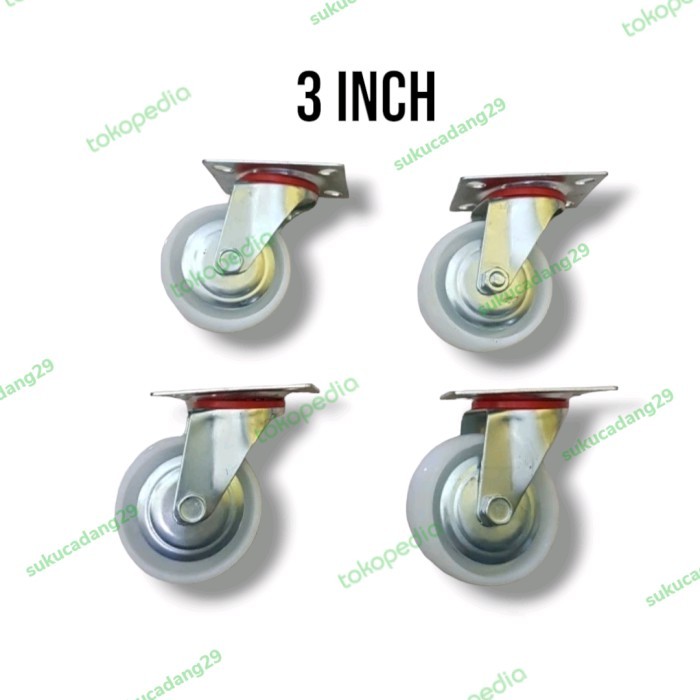 Roda Troli 3 Inch Gerobak Nilon 1 Set