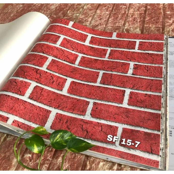 Wallpaper Dinding Efek 3D Motif Batu Bata Merah Coklat Lapakdanielfernandez