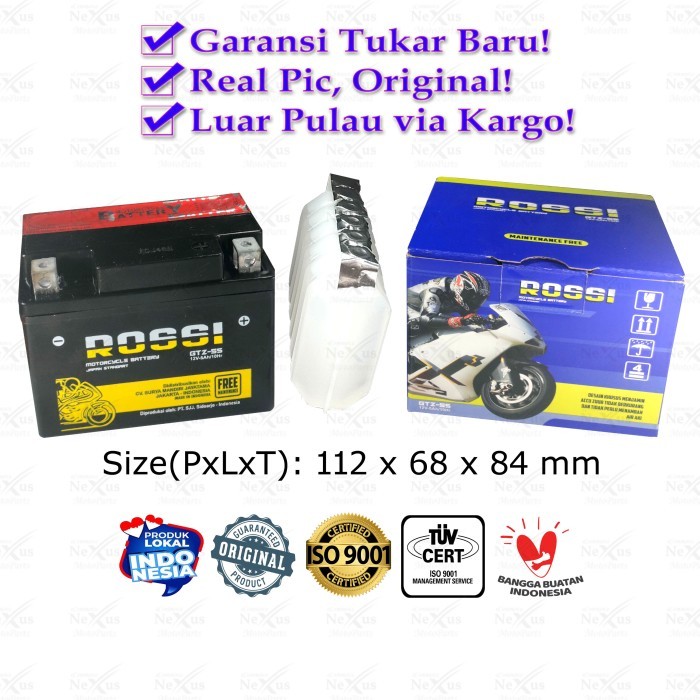 Aki Motor Rossi Gtz-5S Gtz5 Ytz5 / 12V 5A Karisma Supra Beat Vario Mio