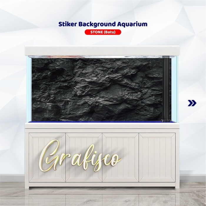 DISKON Background Aquarium, Stiker Aquarium , Wallpaper Aquarium, Tema Batu