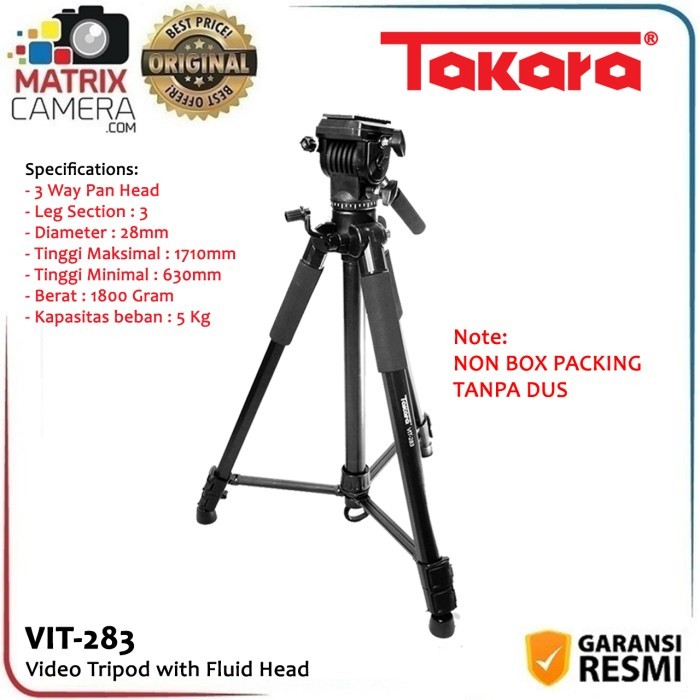 Takara Vit-283 Fluid Head Video Tripod Untuk Kamera Camcorder Dslr Hp