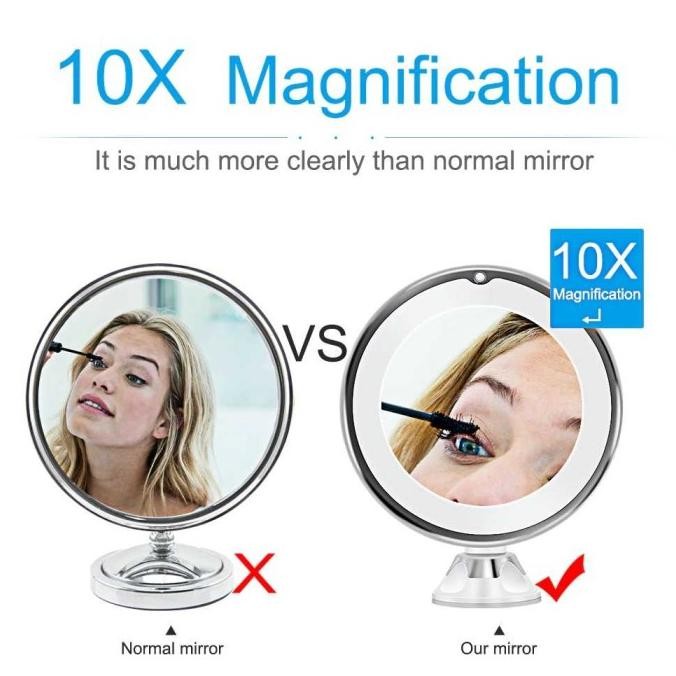 Kaca Cermin Dandan Makeup Rias Zoom 10x Pembesar + Lampu LED H85S