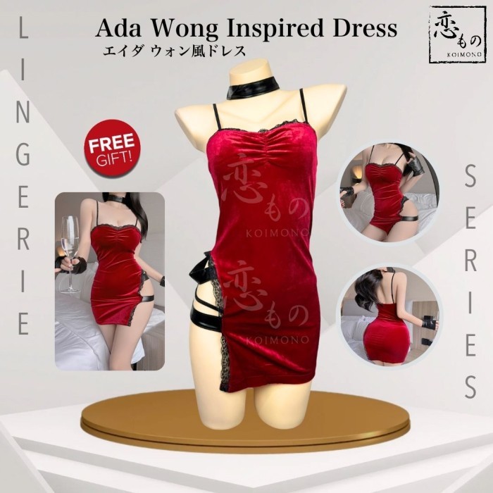 Koimono Ada Wong Inspired Dress - Kostum Lingerie Sexy Gaun Cosplay Ada Wong Resident Evil Baju