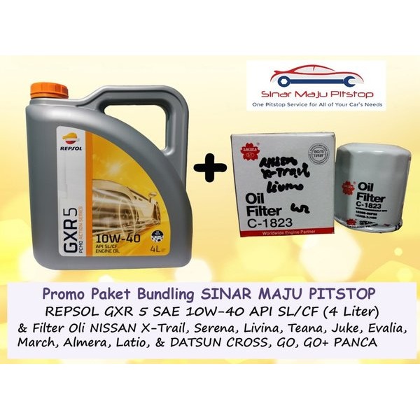 Paket Bundling Oli REPSOL GXR 5 SAE 10W-40 API SL-CF Original 4 Liter & Filter Mobil NISSAN JUKE &
