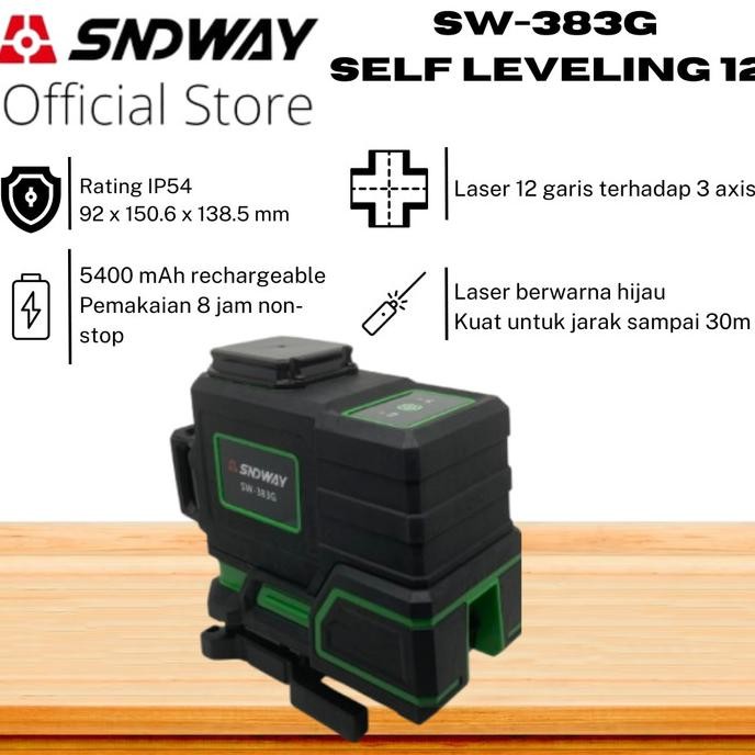 Sndway Self Leveling Laser 12 Lines 3 Axis Sw-383G Laser Hijau Green 3D Laser
