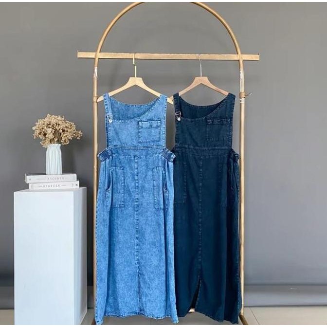 Promo Kirana overall jeans  L dan XXL wanita cargo murah terbaru OVERALL CARGO Panjang COD