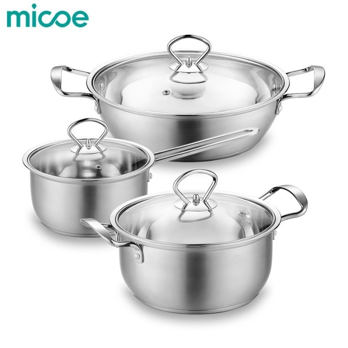 MICOE PANCI MASAK STAINLESS STEEL SAUCE PAN PENGGORENGAN WAJAN WOK PAN
